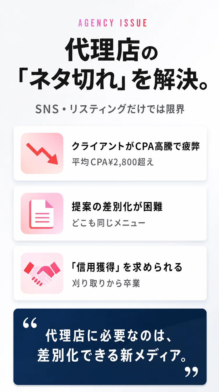 代理店のネタ切れを解決
